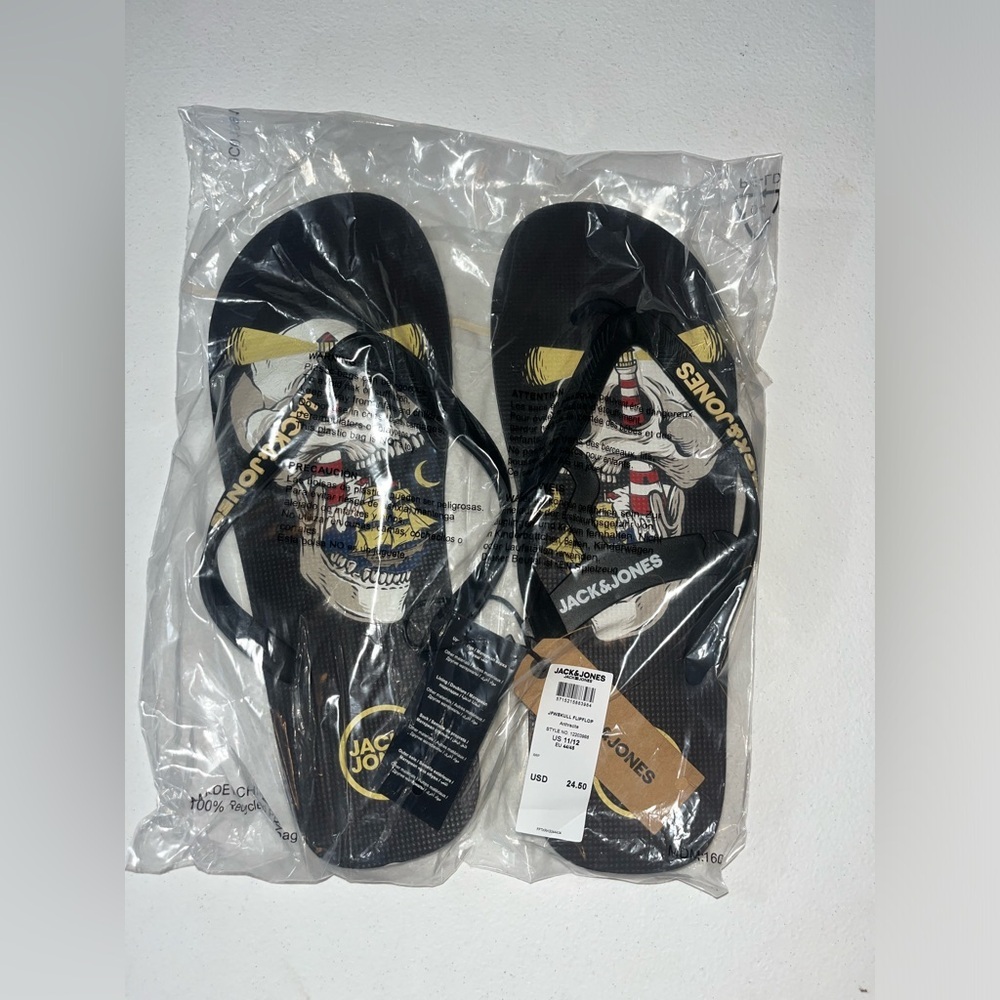 NEW JACK & JONES Premium Flip Flops Sandals: Anthracite 11/12
